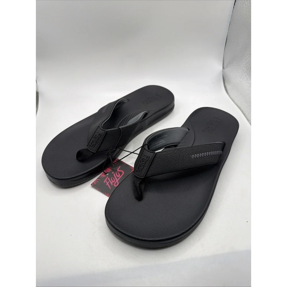 Flojos Mens Black Sandals  Flip Flop Shoes‎ Memory Foam Water-Resistant size 9